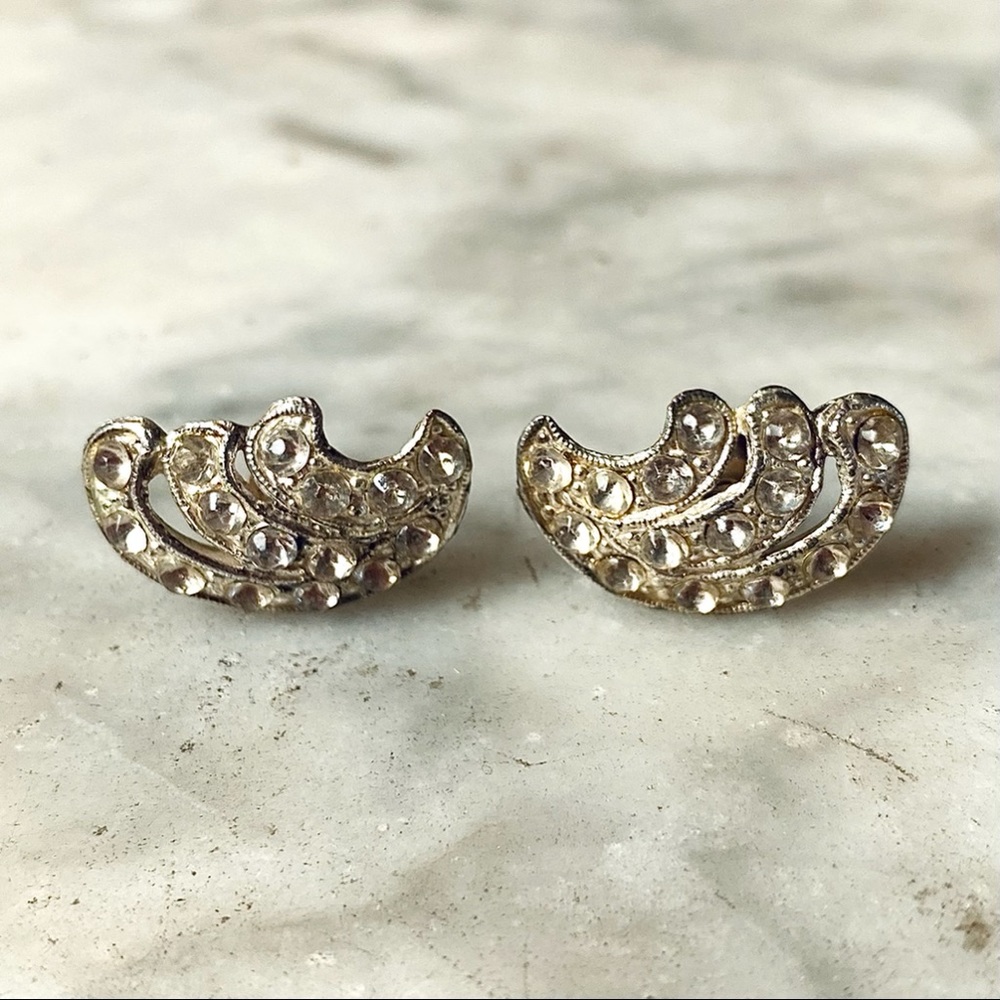 Vintage Diamanté Rhinestone Twist Back Earrings
